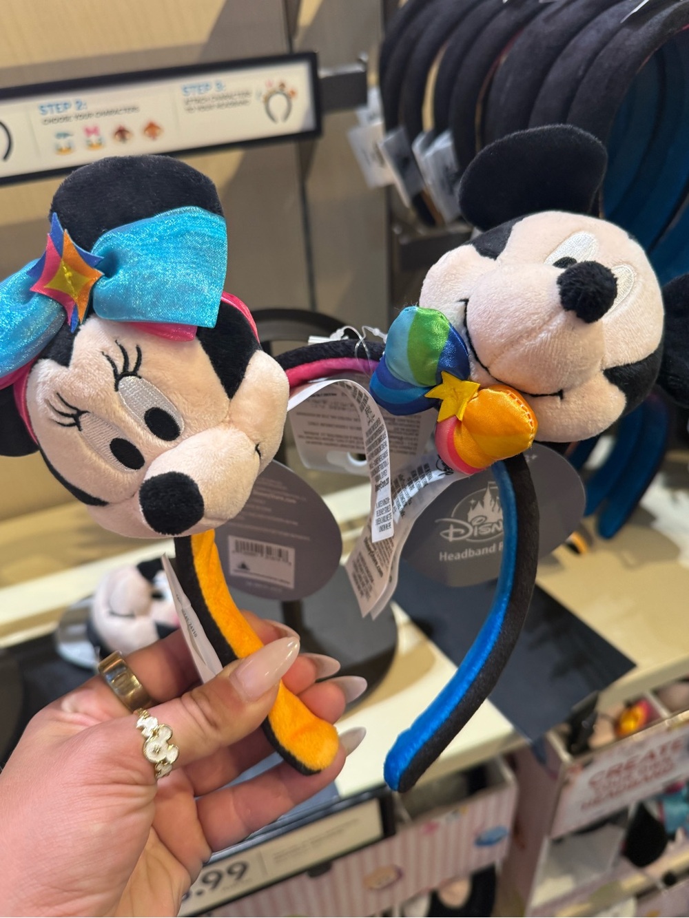 Disneyland Minnie & Mickey 70th Anniversary Plush Headband Set